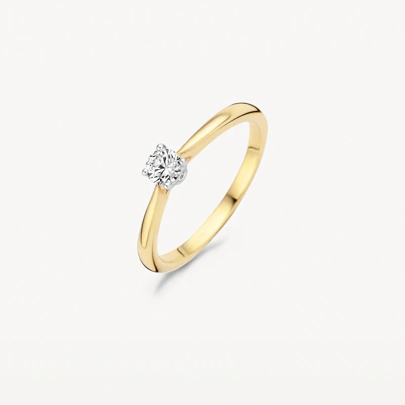 Blush Gold | 14K Yellow & White Gold Solitaire Ring