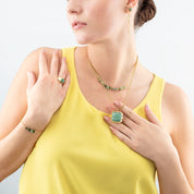 Coeur De Lion | Amulet Square Pendant in Gold & Green