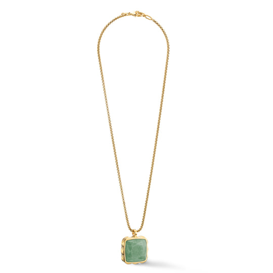 Coeur De Lion | Amulet Square Pendant in Gold & Green