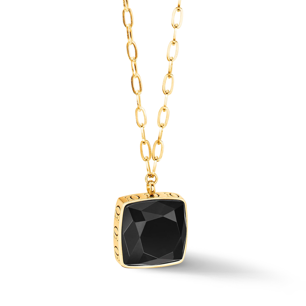 Coeur De Lion | Amulet Square Pendant in Gold & Black Onyx