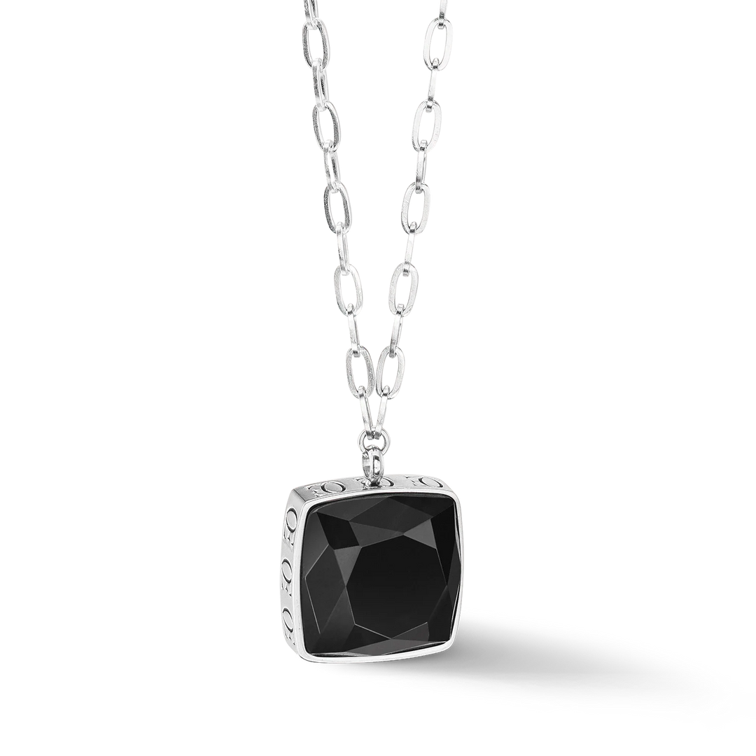 Coeur De Lion | Amulet Square Pendant in Steel & Black Onyx