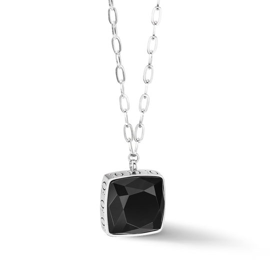 Coeur De Lion | Amulet Square Pendant in Steel & Black Onyx