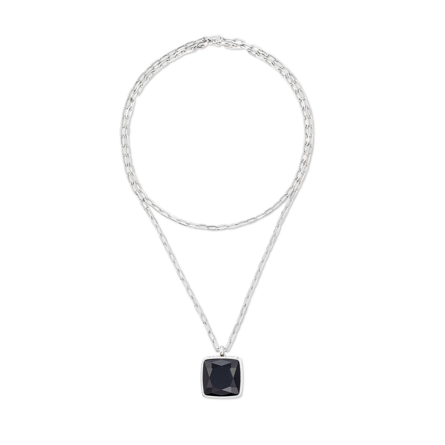 Coeur De Lion | Amulet Square Pendant in Steel & Black Onyx