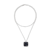 Coeur De Lion | Amulet Square Pendant in Steel & Black Onyx