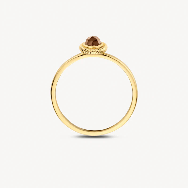 Blush Gold | 14K Yellow Gold & Brown Rock Crystal Ring