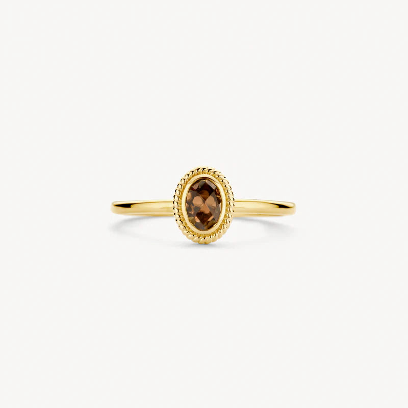 Blush Gold | 14K Yellow Gold & Brown Rock Crystal Ring