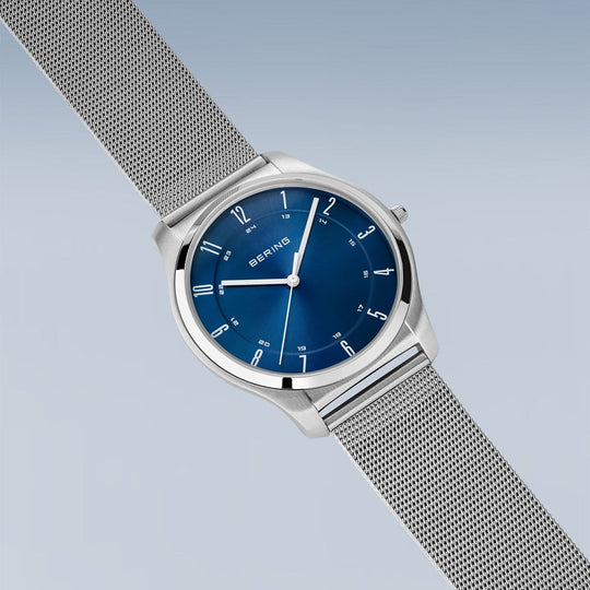 Bering | Ultra Slim Blue & Silver 46mm Watch