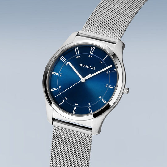 Bering | Ultra Slim Blue & Silver 46mm Watch