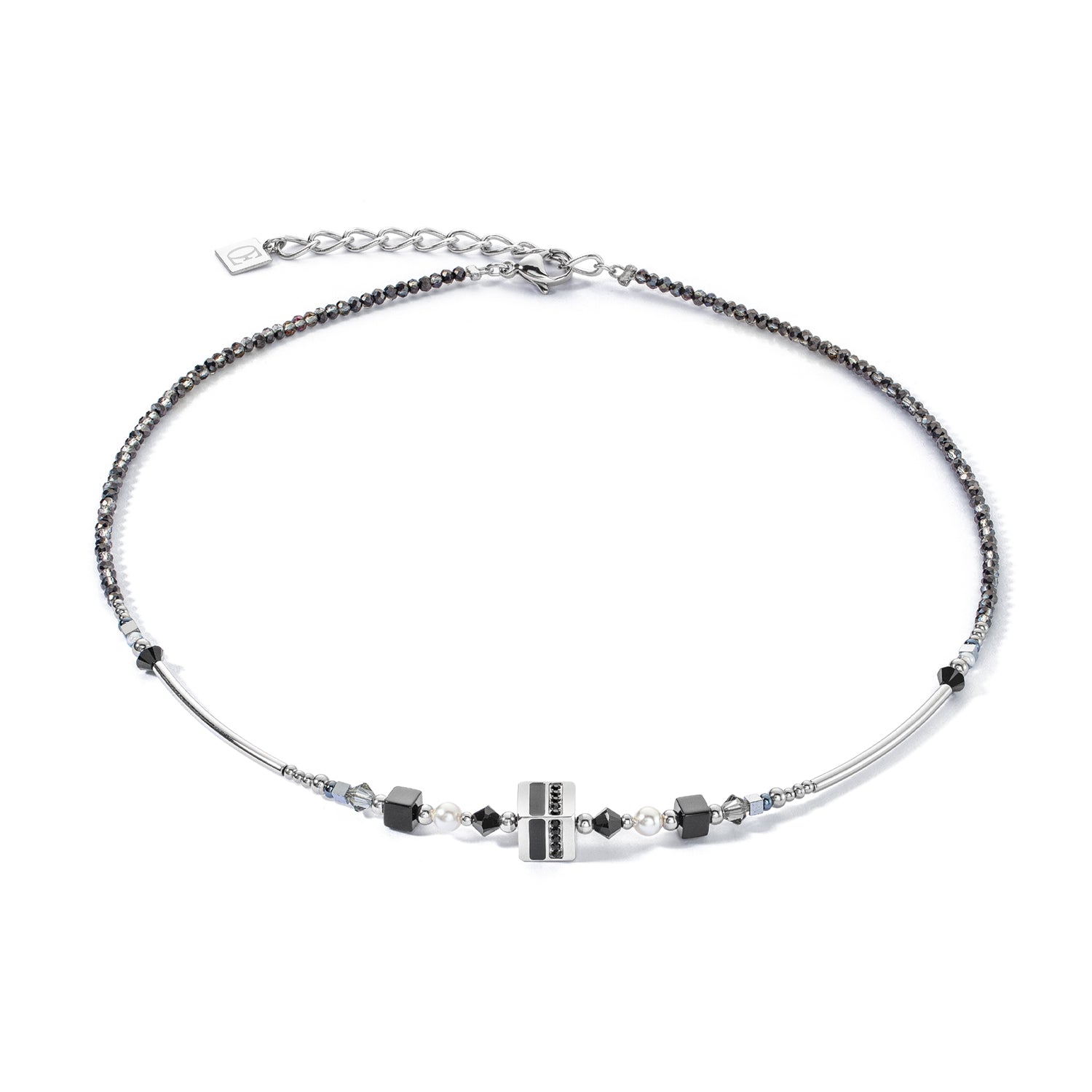 Coeur De Lion | Square Stripes Necklace in Black