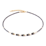 Coeur De Lion | Sparkling Princess Necklace in Gold & Black