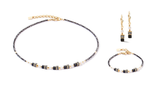 Coeur De Lion | Sparkling Princess Necklace in Gold & Black