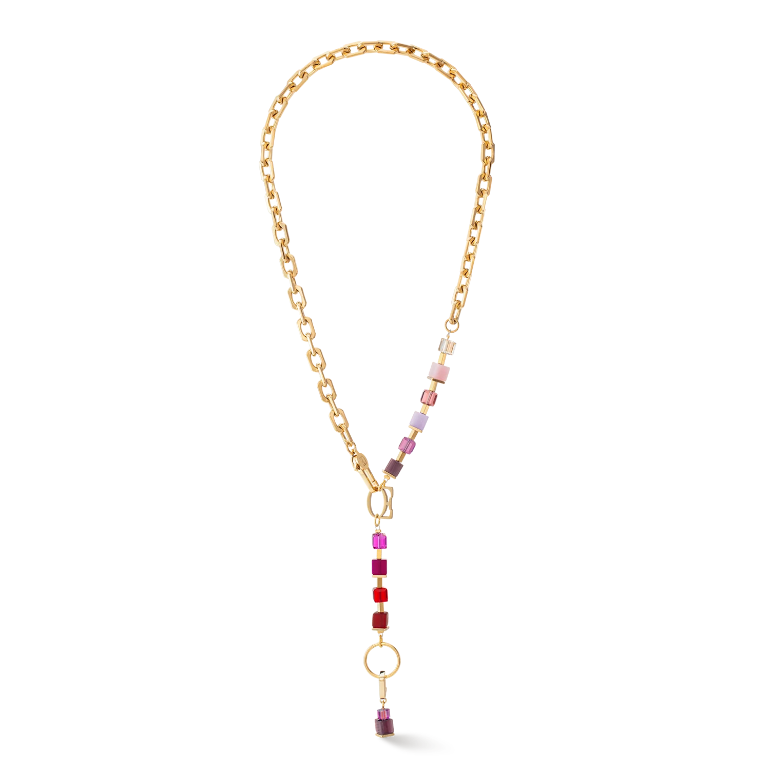 Coeur De Lion | Cube Fusion Charm Necklace in Gold & Red