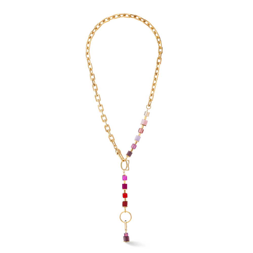 Coeur De Lion | Cube Fusion Charm Necklace in Gold & Red