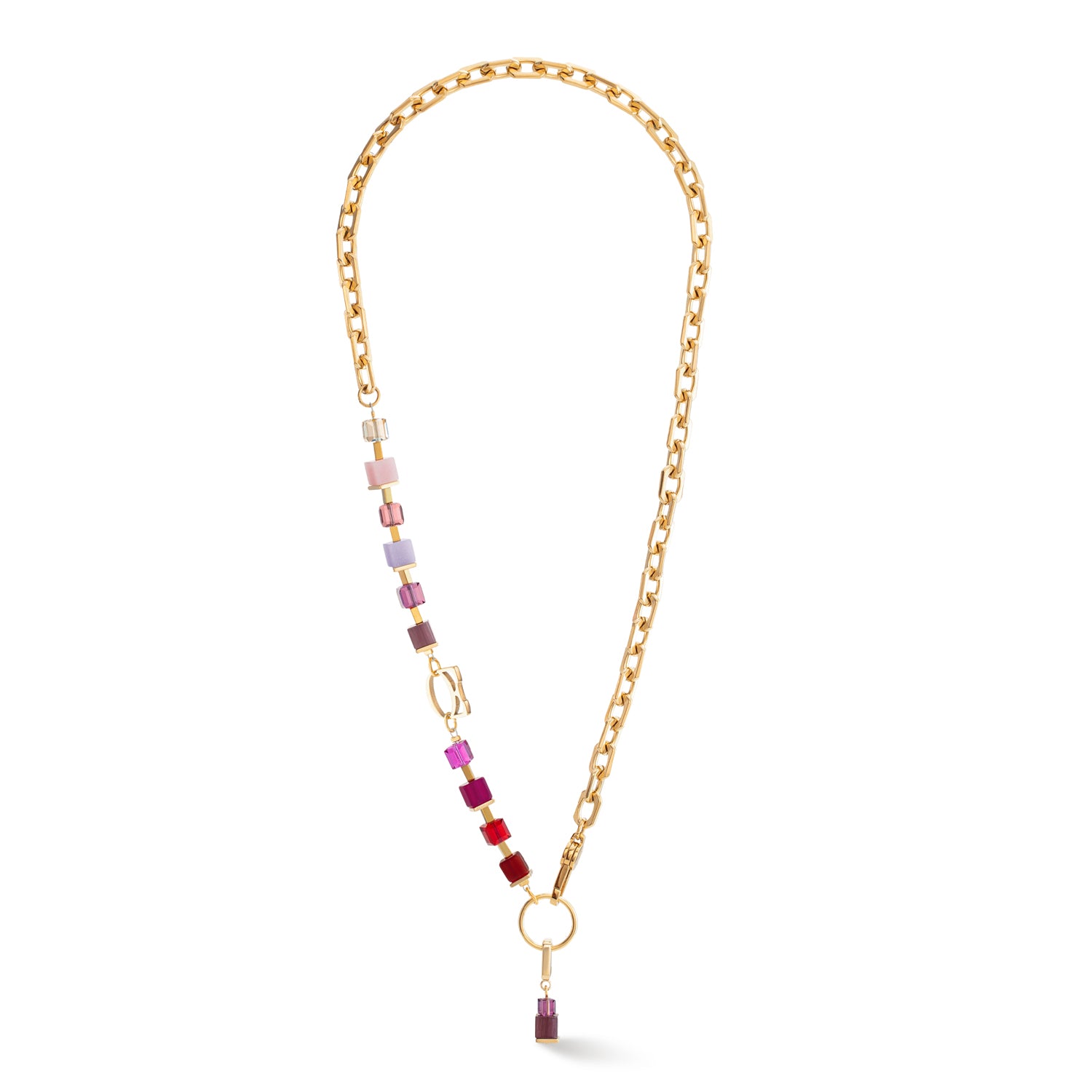 Coeur De Lion | Cube Fusion Charm Necklace in Gold & Red