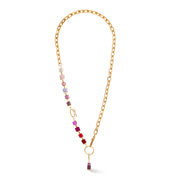 Coeur De Lion | Cube Fusion Charm Necklace in Gold & Red