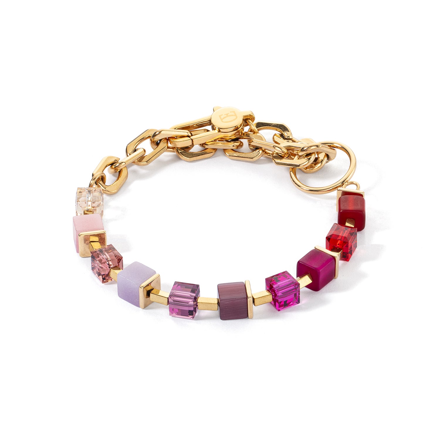 Coeur De Lion | Cube Fusion Charm Bracelet in Gold & Red