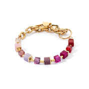 Coeur De Lion | Cube Fusion Charm Bracelet in Gold & Red