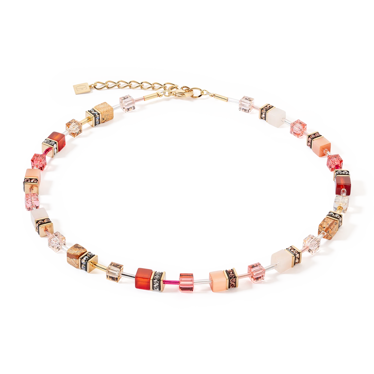 Coeur De Lion | GeoCUBE Necklace in Red & Beige