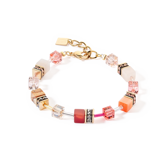 Coeur De Lion | GeoCUBE Iconic Precious Bracelet in Red & Beige