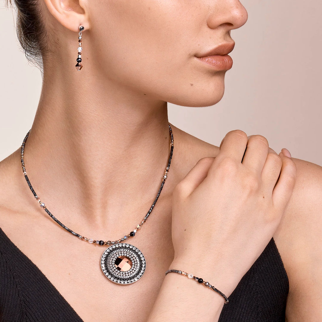 Coeur De Lion | Amulet Necklace in Crystal & Striped onyx