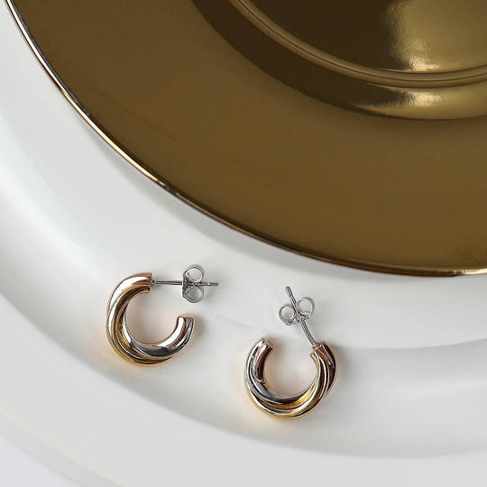 Kit Heath | Bevel Trilogy Golds Hoop Earrings