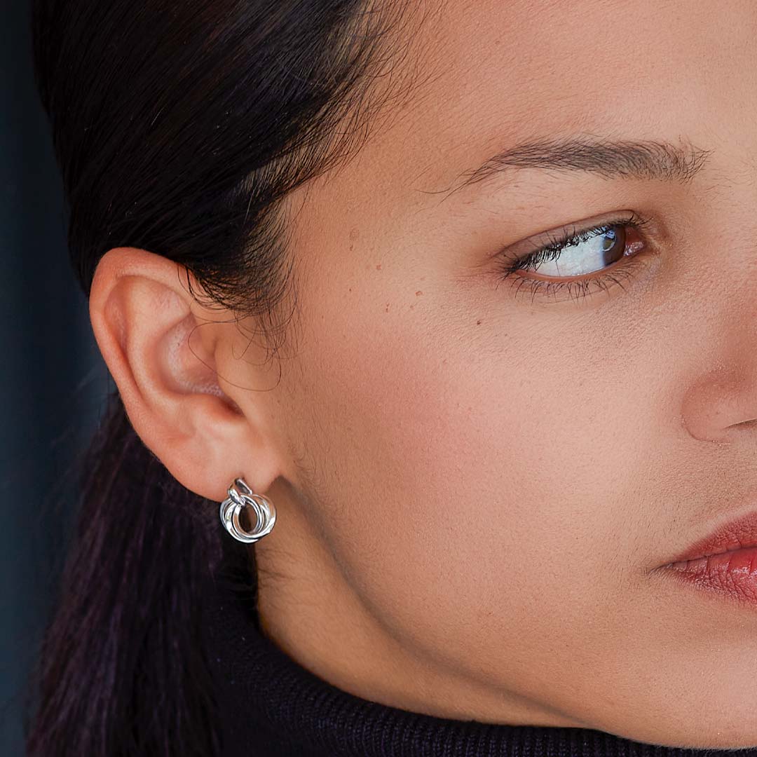 Kit Heath | Bevel Trilogy Silver Drop Earrings