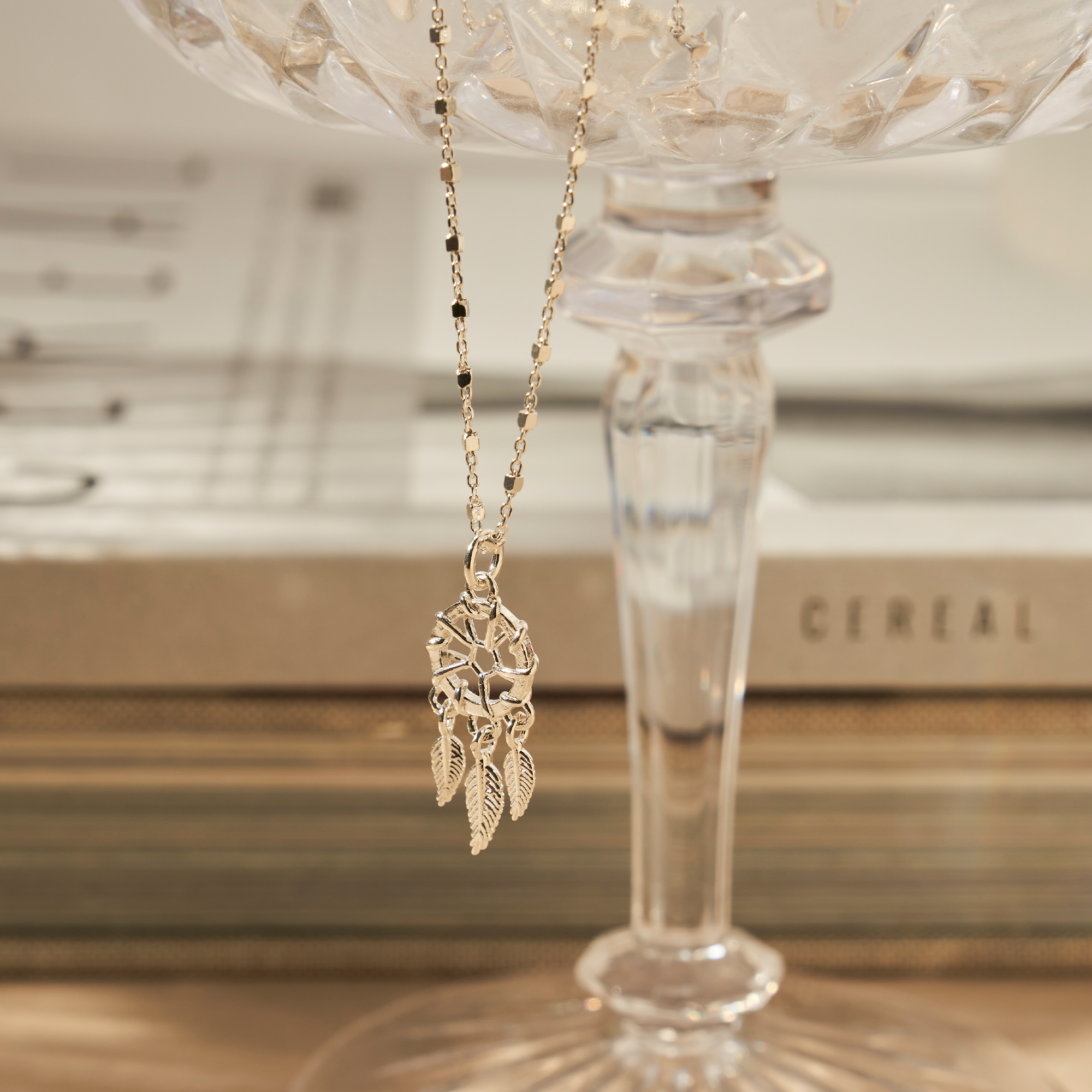 ChloBo |  Delicate Cube Chain Dream Catcher Necklace