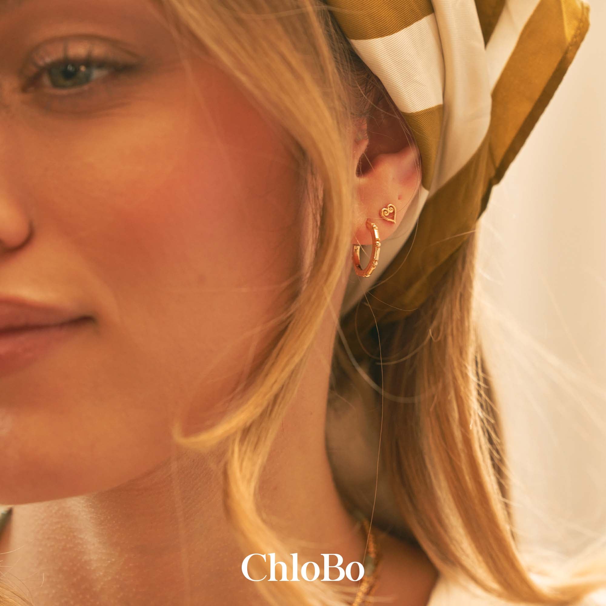 ChloBo | Gold Art Deco Hoop Earrings