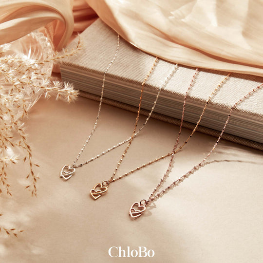 ChloBo | Gold Delicate Interlocking Love Heart Necklace