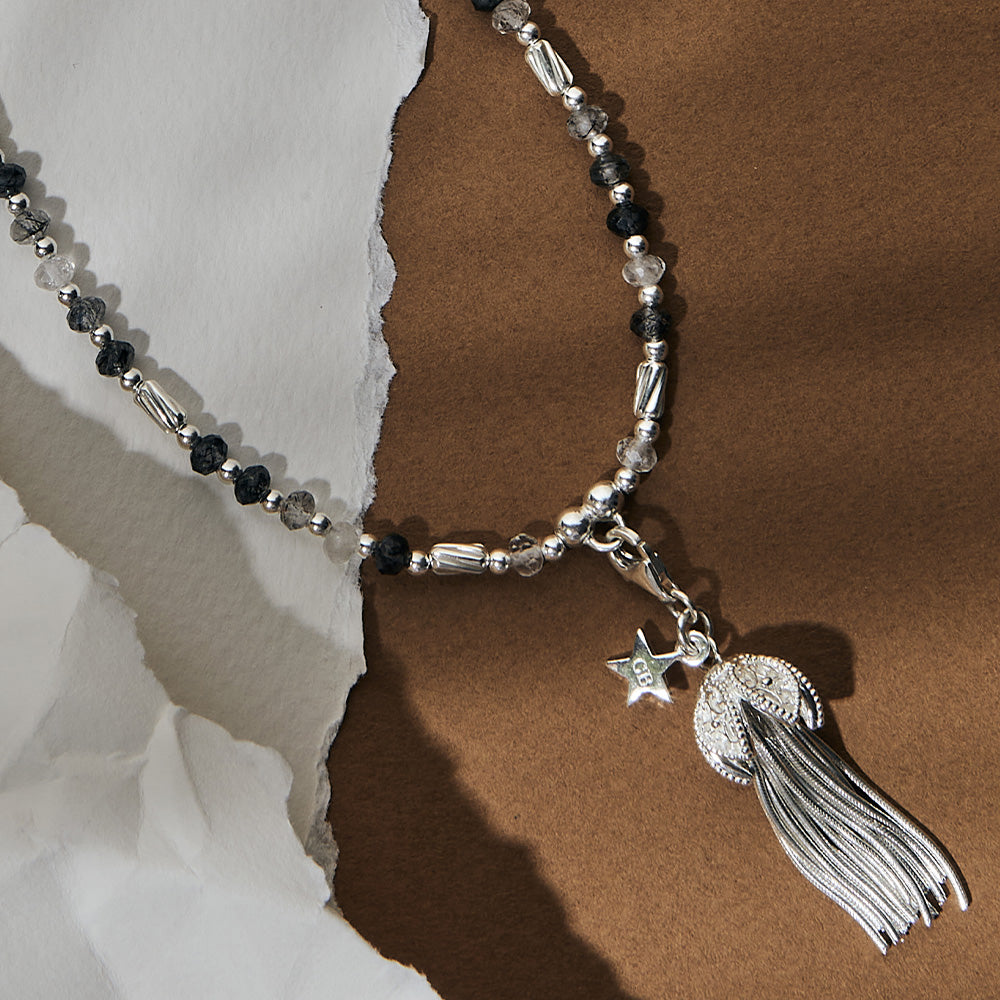 ChloBo | Tassel of Joy Black Rutilated Quartz Necklace