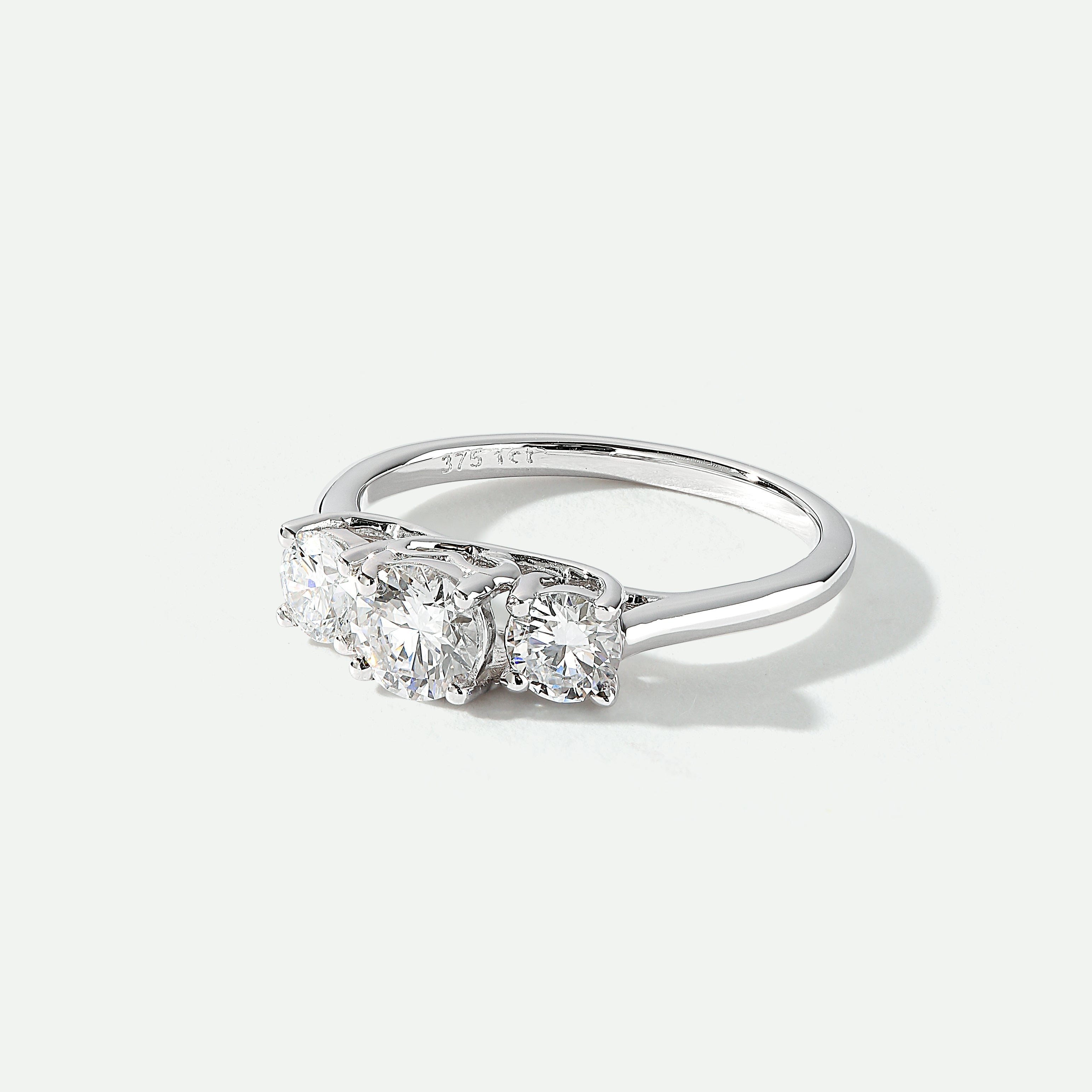 Audrey | 9ct White Gold 1ct tw Lab Grown Diamond Three Stone Ring-2