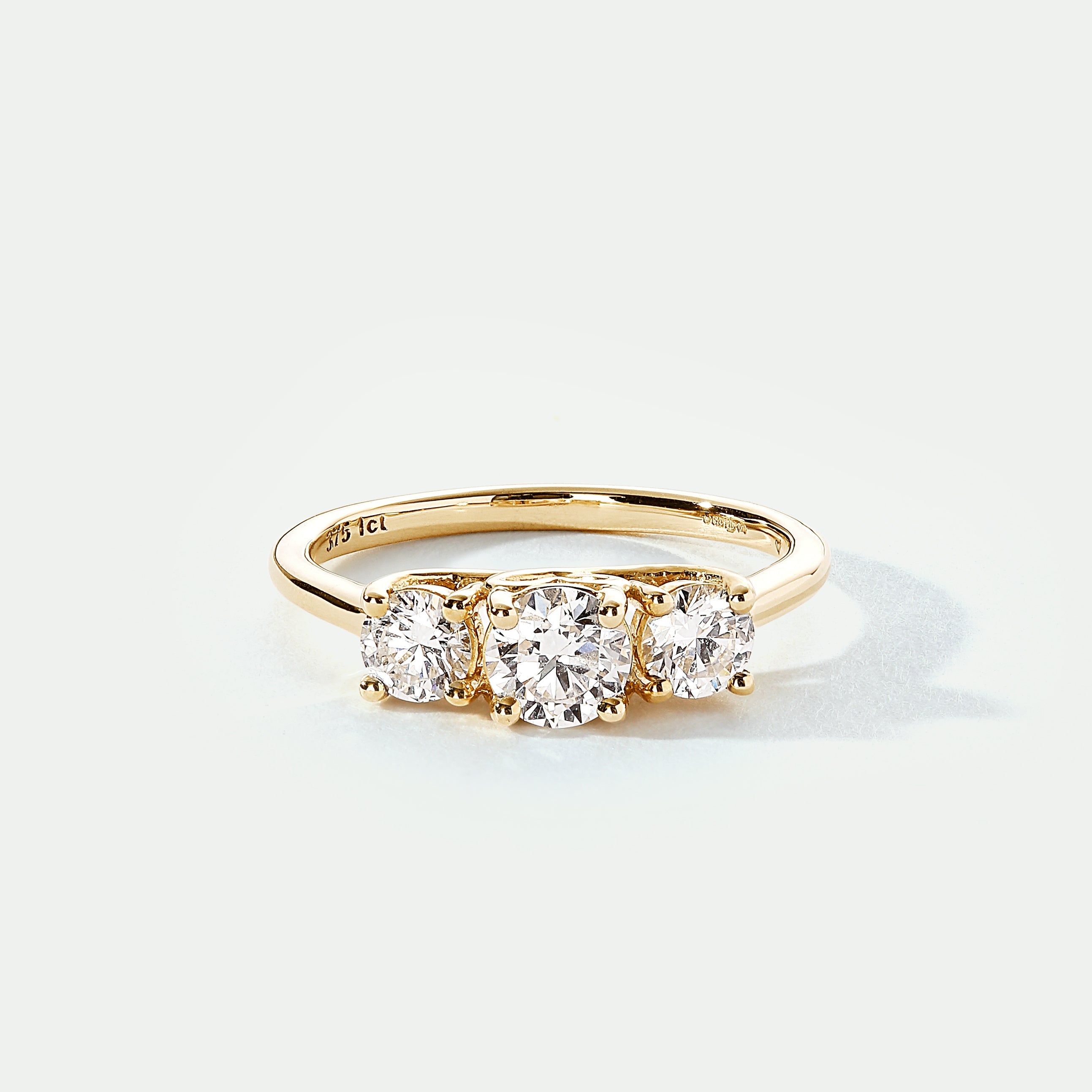 Audrey | 9ct Yellow Gold 1ct tw Lab Grown Diamond Three Stone Ring-0