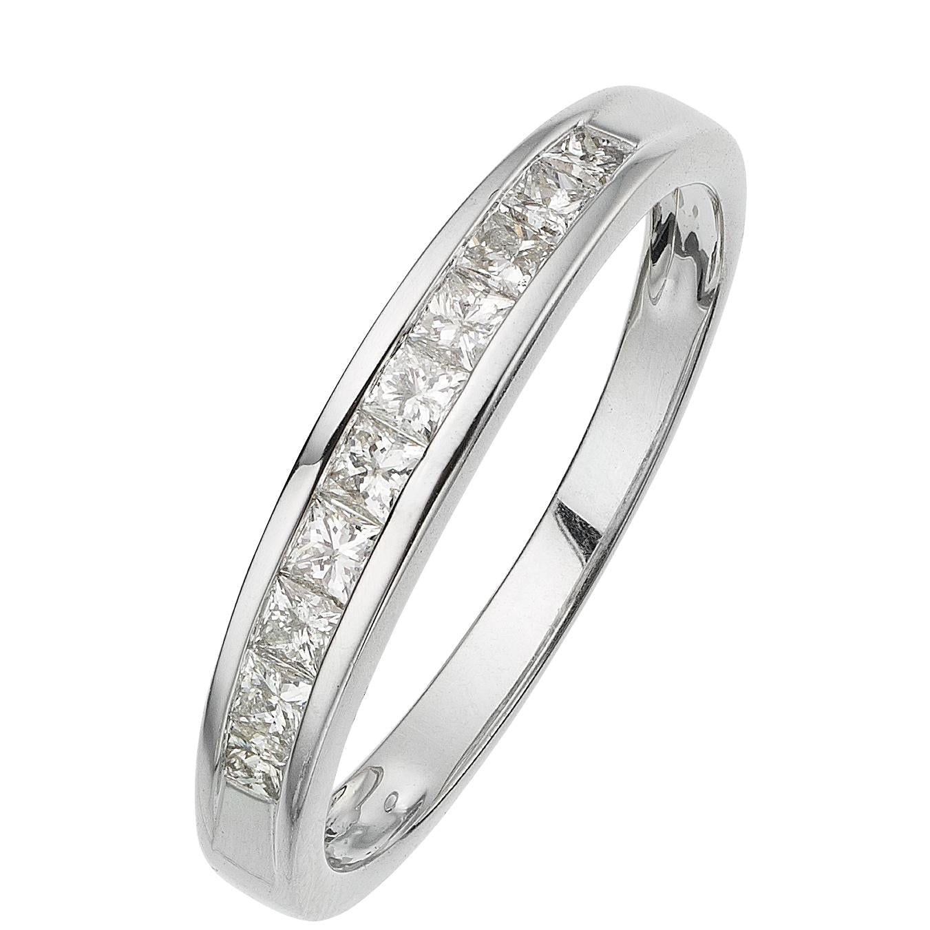 18ct White Gold 0.50ct Princess Cut Diamond Half Eternity Ring-0