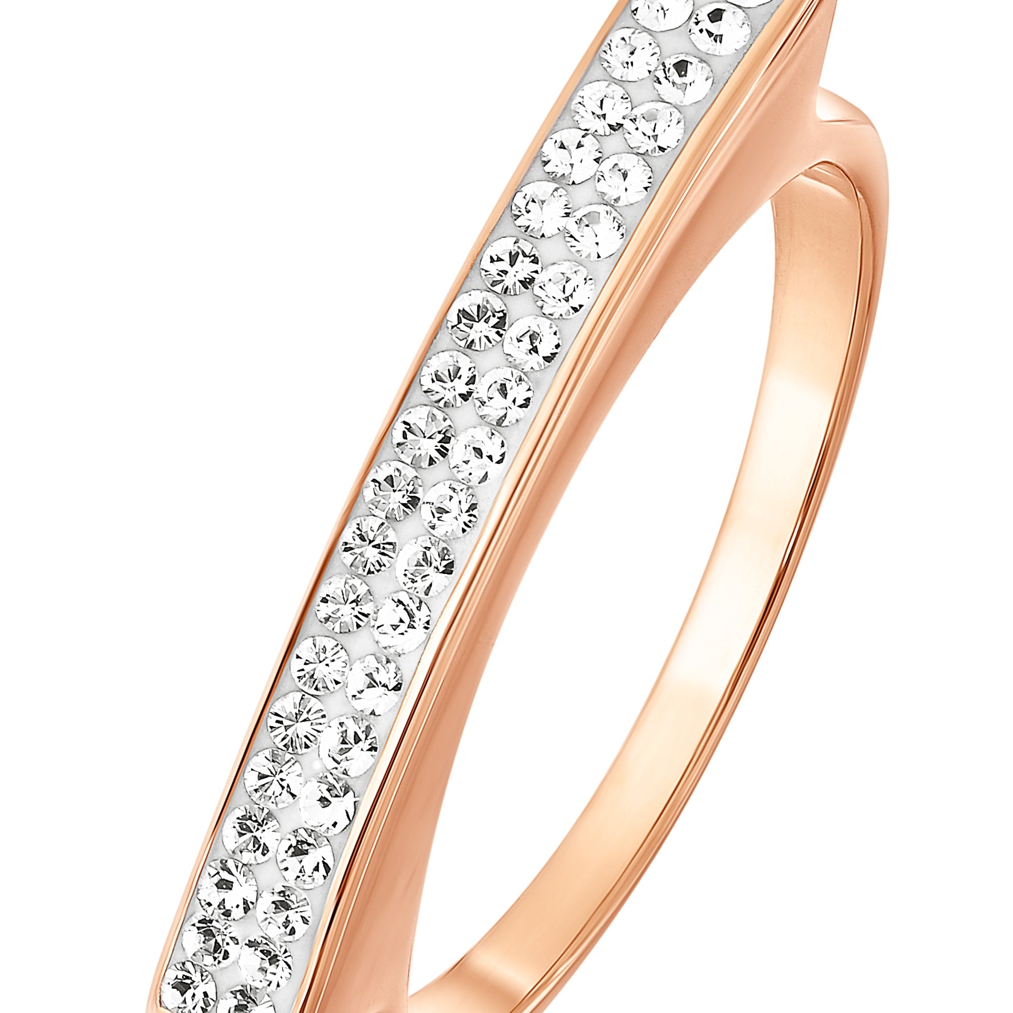 Sterling Silver Rose Gold Plated Crystal Bar Ring-0