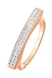 Sterling Silver Rose Gold Plated Crystal Bar Ring-0