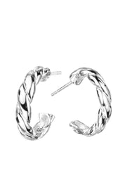 Sterling Silver Twisted 20mm Half Hoop Stud Earrings-1