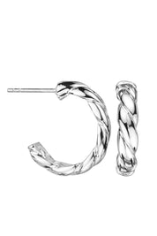 Sterling Silver Twisted 20mm Half Hoop Stud Earrings-0