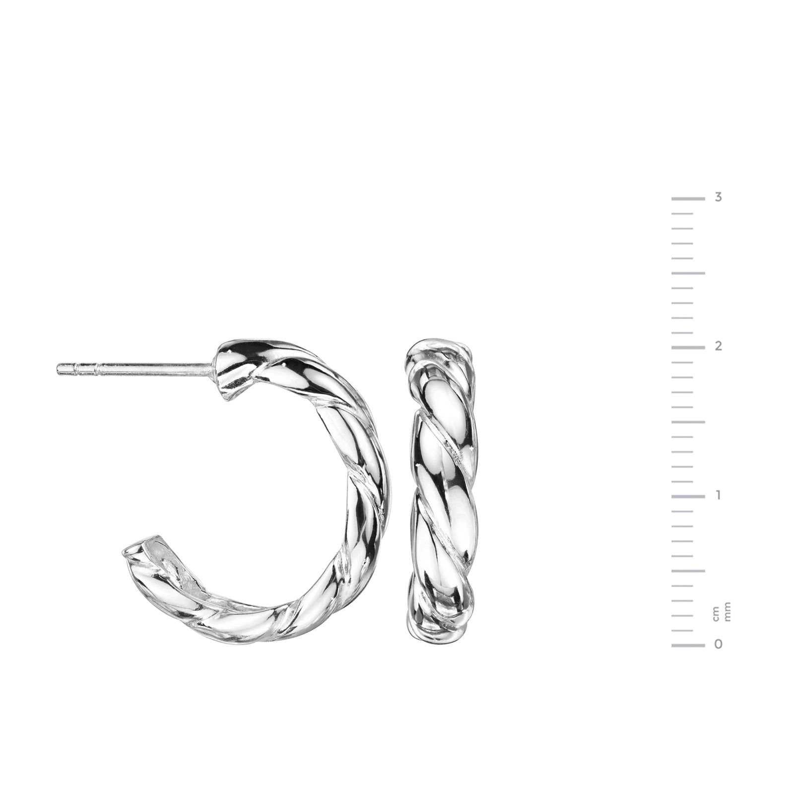 Sterling Silver Twisted 20mm Half Hoop Stud Earrings-2