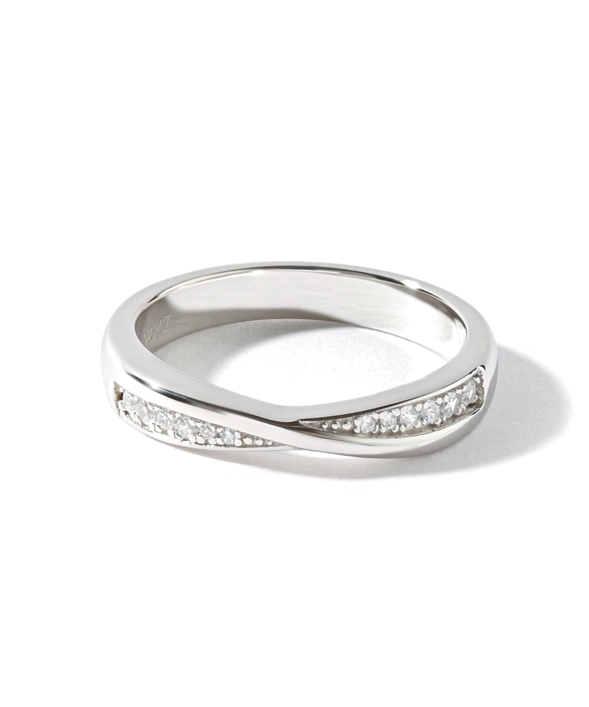 Sterling Silver Cubic Zirconia Crossover Half Eternity Ring-0