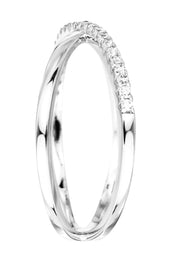 Sterling Silver Cubic Zirconia Crossover Ring-3