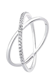 Sterling Silver Cubic Zirconia Crossover Ring-0