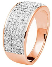 Sterling Silver Rose Gold Plated Crystal 8mm Band Ring-0