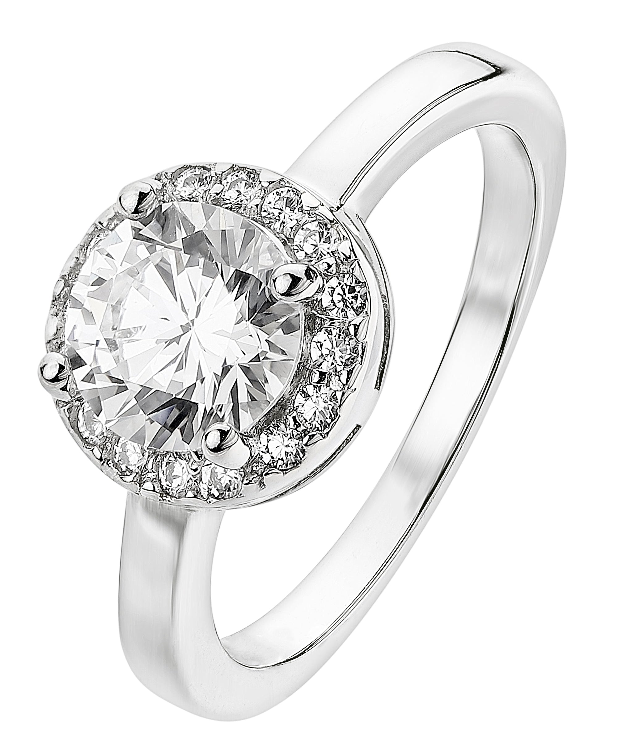 Sterling Silver Cubic Zirconia Halo Ring-0