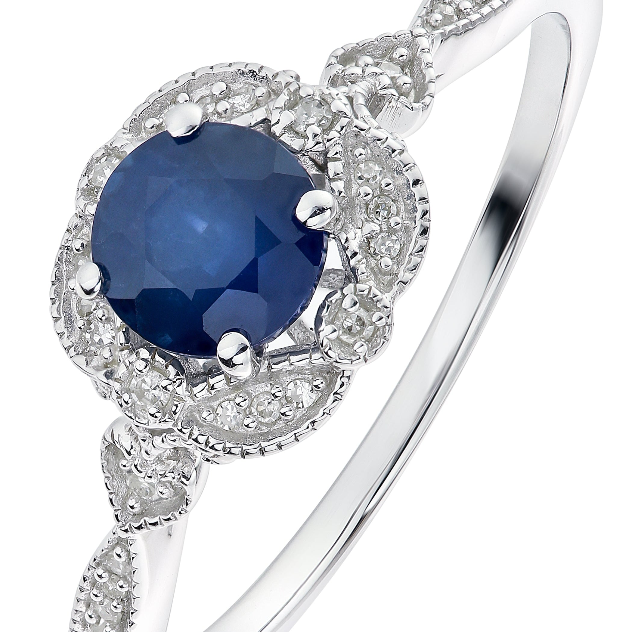 9ct White Gold Sapphire and Diamond Ring-0