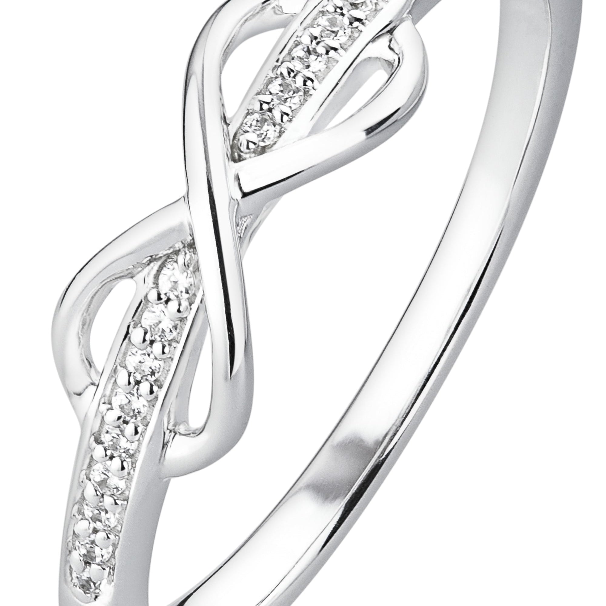 Sterling Silver Diamond Infinity Ring-0