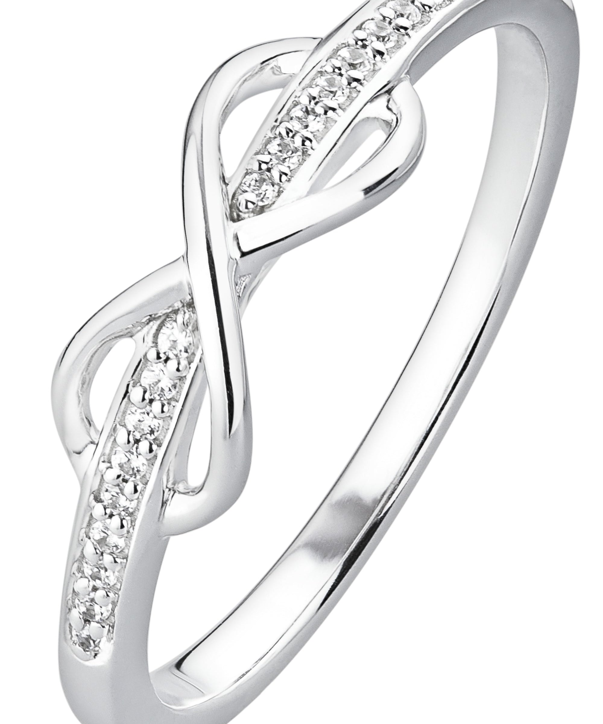 Sterling Silver Diamond Infinity Ring-0