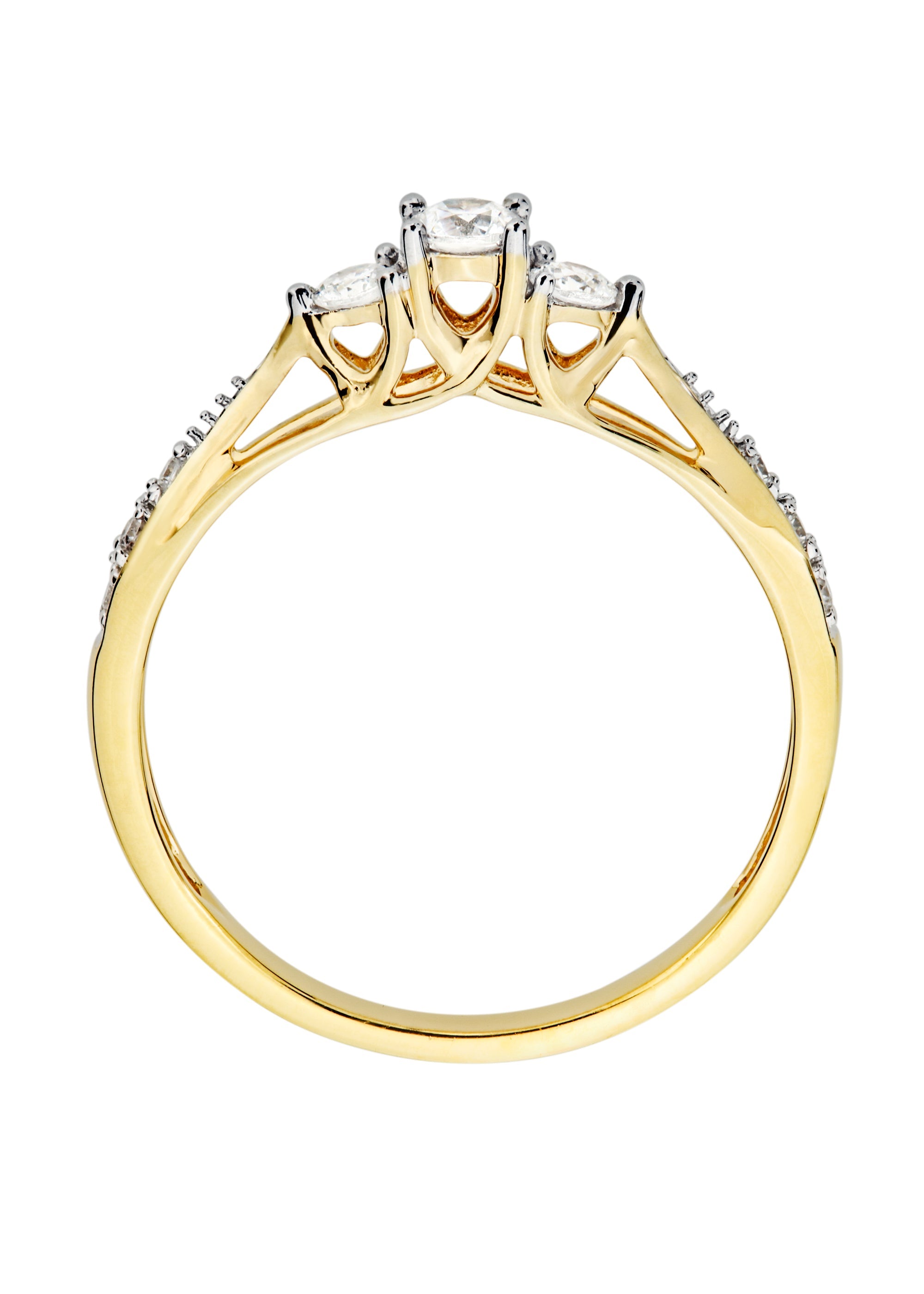 9ct Yellow Gold 0.23ct Three Stone Diamond Ring-2