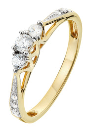 9ct Yellow Gold 0.23ct Three Stone Diamond Ring-0