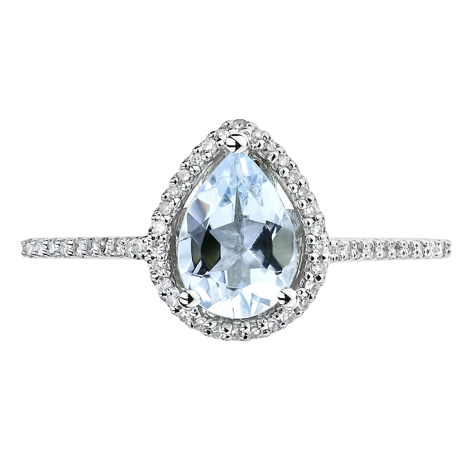 9ct White Gold Aquamarine and 0.12ct Diamond Ring-1