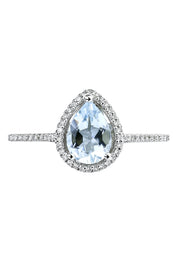 9ct White Gold Aquamarine and 0.12ct Diamond Ring-1